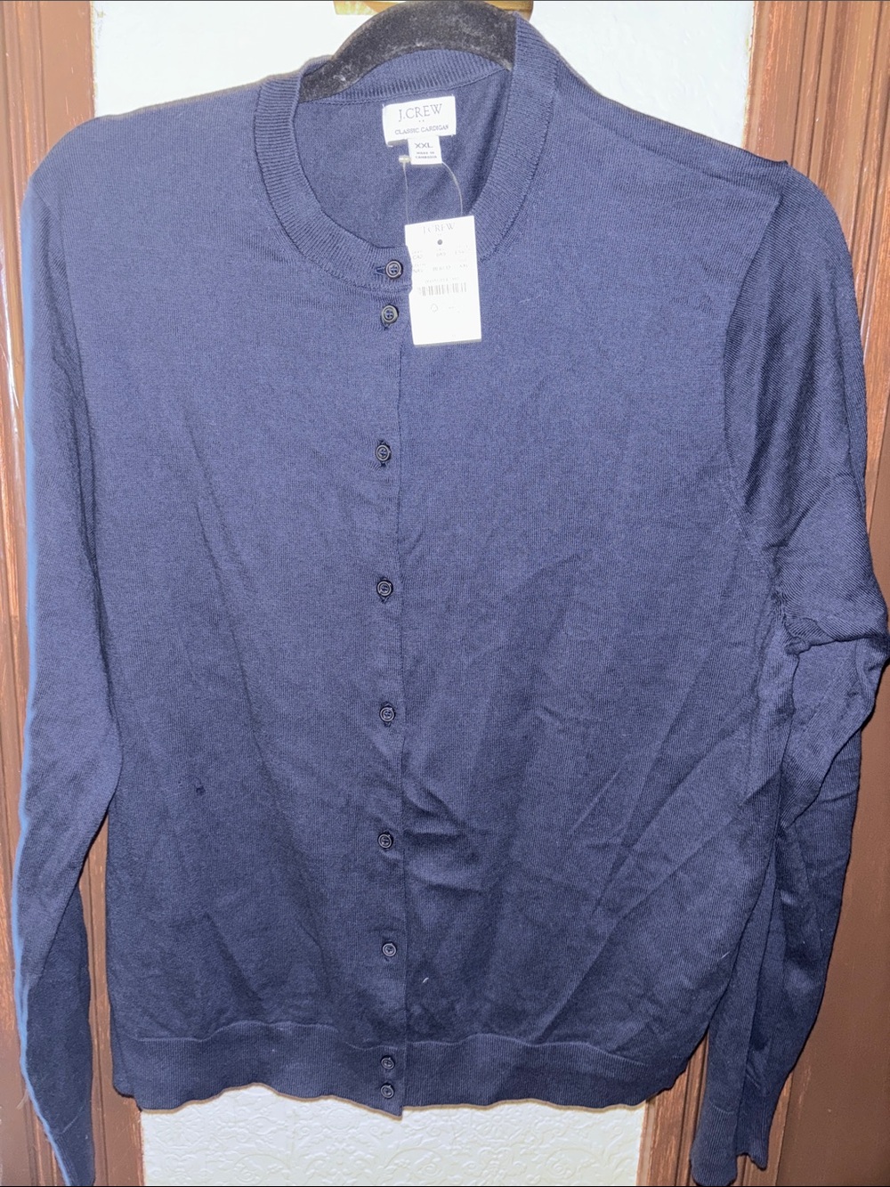 J.Crew Navy lite weight spring cardigan crew neck button up sweater NWT $79. XXL - Picture 3 of 6
